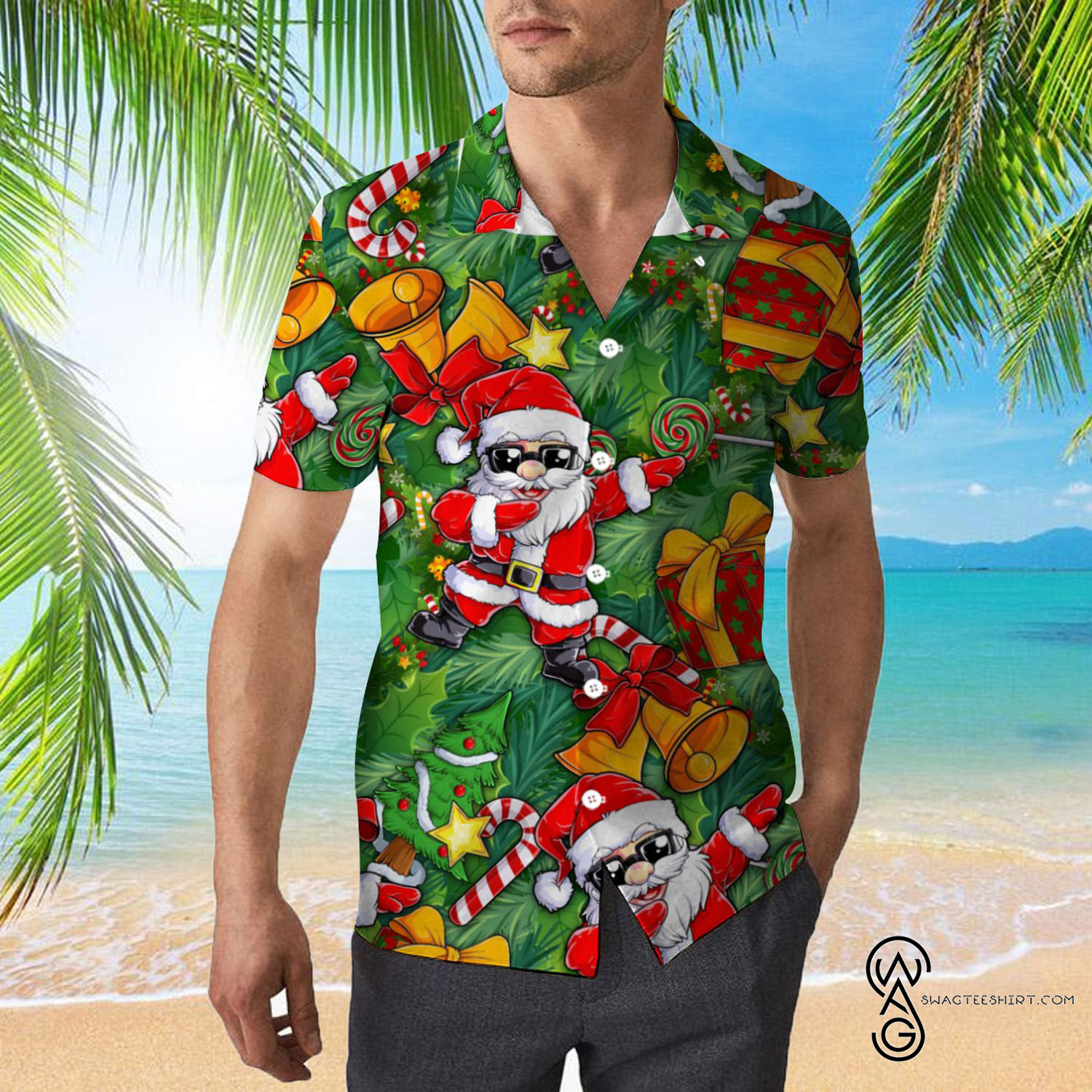 [Top Trending] Cute Santa Claus Dancing Christmas Pattern Hawaiian Aloha Shirt